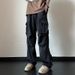 Men's Clothing Workwear Casual Pants Men Spring New Loose Straight Textured Splicing Long Pants_viptrois.com