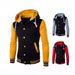 Men's Slim Fit Hooded Baseball Jacket Lightweight Fleece Zip-Up Sweatshirt With Stand Collar & Side Pockets - Trendy Color Block Casual Outerwear_viptrois.com