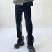 Men's Clothing Design Contrast Color Stitching Tassel Jeans High Street Color Matching Slim Fit Flared Trousers_viptrois.com