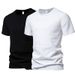Kurzarm-Basic-Top Für Herren, Lässig, 100 % Baumwolle, Normale Passform, O-Ausschnitt, T-Shirts, Schwarz, Weiß, Marinegrau_viptrois.com