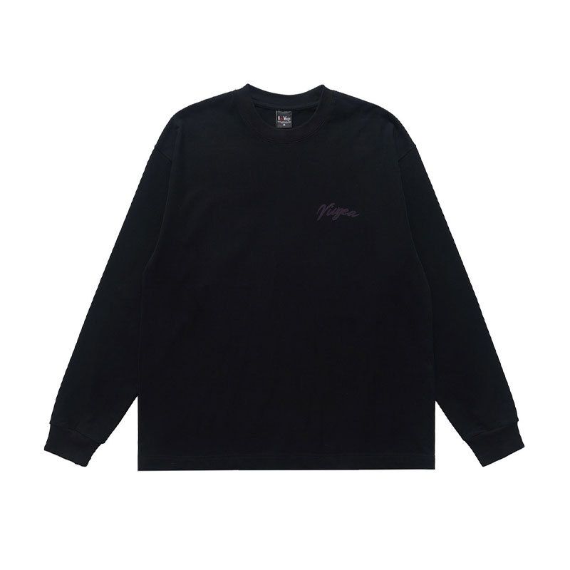 American-style Letter Digital Direct-print T-shirt, Unisex Trendy High Street Black Long-sleeve T-shirt_viptrois.com