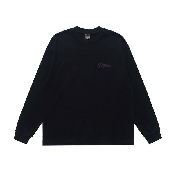 American-style Letter Digital Direct-print T-shirt, Unisex Trendy High Street Black Long-sleeve T-shirt_viptrois.com