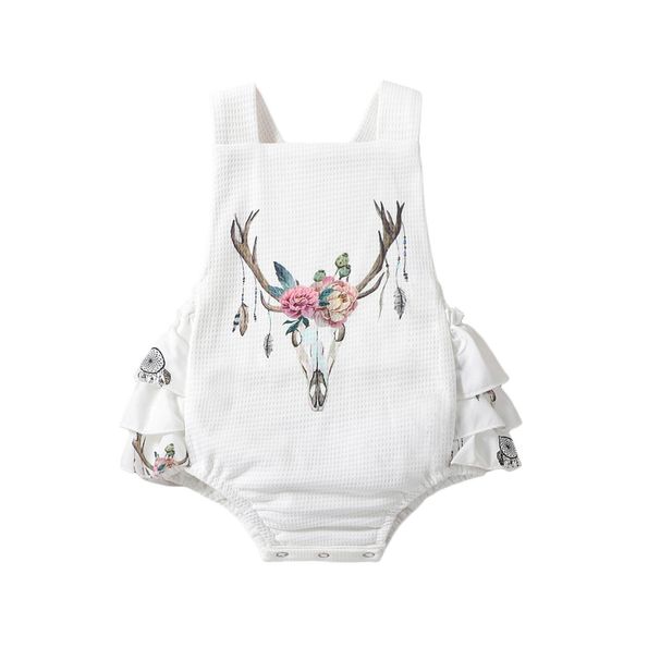 Kids' Clothing Baby Waffle Bull Head Print Romper_viptrois.com