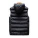 Men's Cotton Hooded Vest With Stand Collar, Loose Fit Winter Vest For Plus Size, Warm Fleece Lined Casual Outerwear_viptrois.com