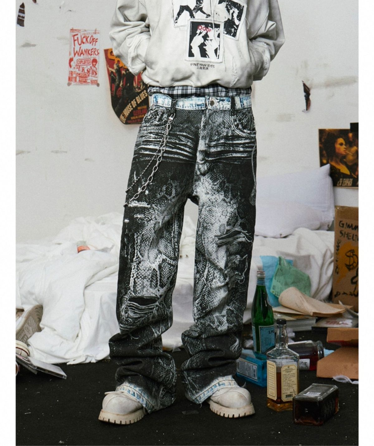 Men's Clothing Same Original Design Digital Printing 3D Printing Pants Chain Printing Straight Jeans_viptrois.com