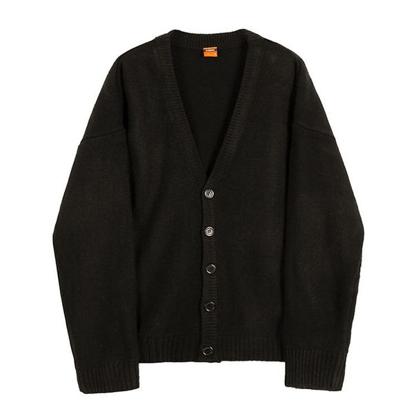 Trendy Brand Knitted Sweater V-neck Single-breasted Solid Color Cardigan Men Autumn Winter Loose Casual Long Sleeve_viptrois.com