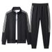 Men's Clothing Men's 3-Stripe Track Suit Set Stand Collar Sweatshirt With Joggers, Casual Sportswear For Running & Gym (Grey/Black/Dark Green) - M-5XL_viptrois.com