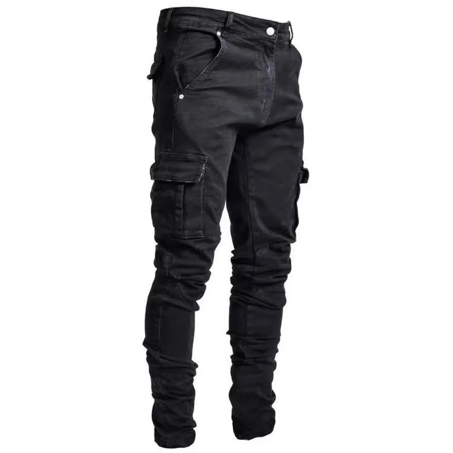 Men's Clothin New Jeans Men's Side Pocket Elastic Slim Fit Skinny Jeans_viptrois.com