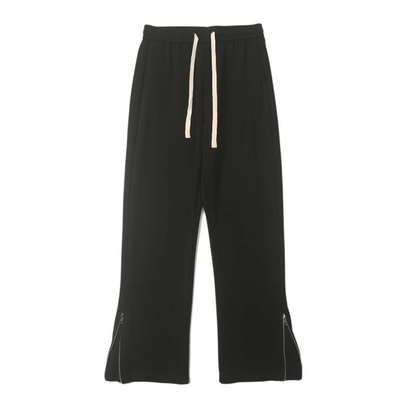Men's Clothing Trousers With Flared Cuffs And Zipper Design Casual Trousers With Drawstring And Elastic Waist Youth Sports Loose Wide Leg Trousers_viptrois.com