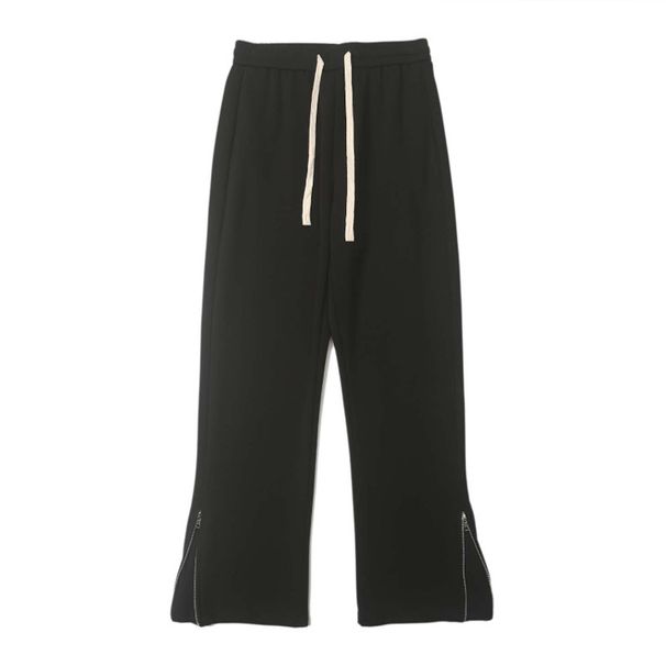 Men's Clothing Trousers With Flared Cuffs And Zipper Design Casual Trousers With Drawstring And Elastic Waist Youth Sports Loose Wide Leg Trousers_viptrois.com