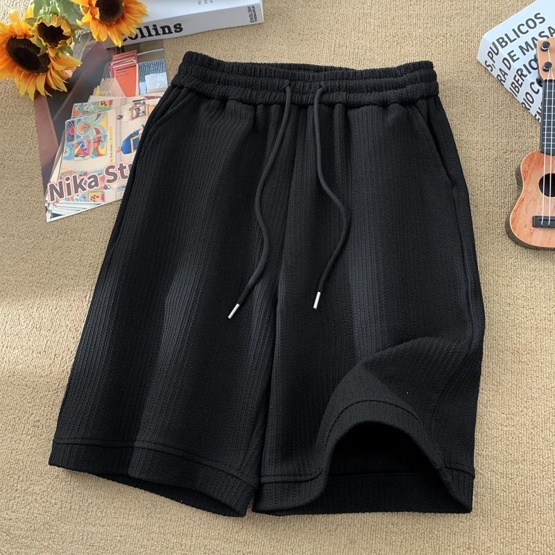 Men's Large Size Pleated Ice Silk Shorts Summer Thin Quick Drying Beach Pants Loose Sports Casual Five Point_viptrois.com