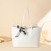Fashion Simple Large Capacity Tote Bag 2024 New Lychee Pattern Scarf Decoration Solid Color Women's Shoulder Bag_viptrois.com