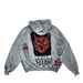 American Street Retro Y2K Unisex Demon Print Patch Heavy Loose Hooded Sweatshirt_viptrois.com