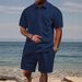 Men's Clothing Summer New Jacquard Short Sleeved Shorts Suit Men's Leisure Sports Lapel Polo Suit_viptrois.com