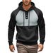 Autumn And Winter New Casual Men's Hooded Sweatshirt Contrast Color Stitching Plus Velvet Jacket Men_viptrois.com