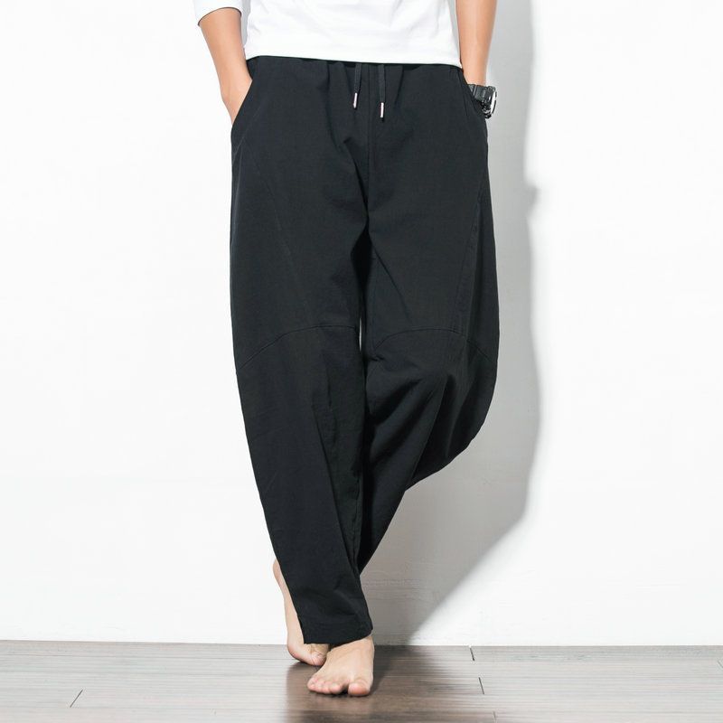 Men's Clothing 2025 Fashion Loose Trousers Men Plus Size Cotton And Linen Casual Pants Chinese Style Harem Pants Foreign Trade_viptrois.com