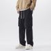 Knitted Men's Casual Cargo Pants Straight Drape Loose Lace-up Men's Sports Trousers_viptrois.com
