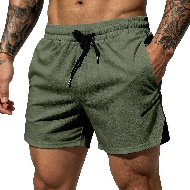Men's Quick Drying Mesh Fitness Shorts Gym Sports Casual Three Quarter Length Breathable Shorts_viptrois.com