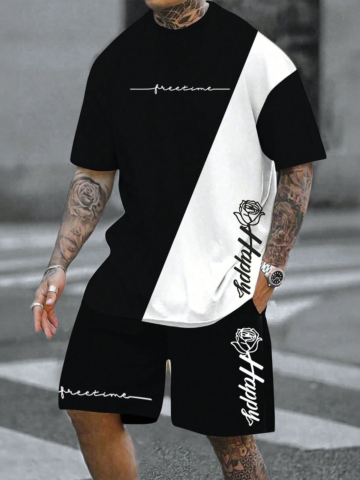 Men's 3D Printed Sports Set Summer Outdoor Wear Casual Trendy Fashion T-Shirt And Shorts Ensemble_viptrois.com