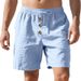 Men's Clothing Hot Selling Men's Loose American Linen Beach Casual Washed Button Five Point Sports Shorts_viptrois.com