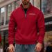 Men's Fleece-Lined Heavyweight Half-Zip Sweatshirt Winter Thermal Pullover With Stand Collar & Contrast Trim Outdoor Sportswear_viptrois.com