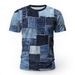 Men's Clothing Denim Patchwork Pattern Short Sleeved 3d Direct Injection Printed Tops Breathable Super Street Fashion T_viptrois.com