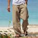 Men's Clothing Cotton And Linen Casual Pants Spring Loose Cotton And Linen Drawstring Hip Hop Light Wide Leg Straight Pants_viptrois.com