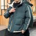 Men's Winter Hooded Cotton Jacket - Loose Fit Thickened Warm Coat For Casual Wear (Khaki, Grey, Green, Black, Blue)_viptrois.com