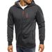 Men's Clothing Fleece-Lined Zip-Up Hoodie With Stand Collar Athletic Casual Pullover (White Wine Red, Navy, Army Green, Light Gray, Dark Gray)_viptrois.com
