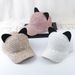 Korean version breathable gauze cute Cat's ears (Steamed cat-ear shaped bread) baseball women's curved brim sequins cap_viptrois.com