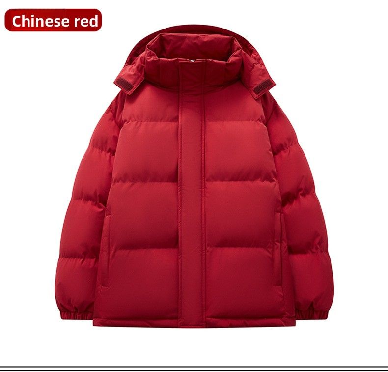 Hooded Padded Jacket For Men And Women Loose Thickened Padded Jacket Removable Hat Padded Jacket_viptrois.com