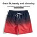 Men's 3D Gradient Color Surfing Swim Trunks Adult Flat Front Casual Beach Shorts Trendy Vacation Sports_viptrois.com