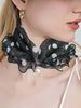 Women's Gold Steering Ring Pearl Pendant Fashion Silk Muslin Thin Neck Anti-UV Scarf Hair Bandana Bandage_viptrois.com