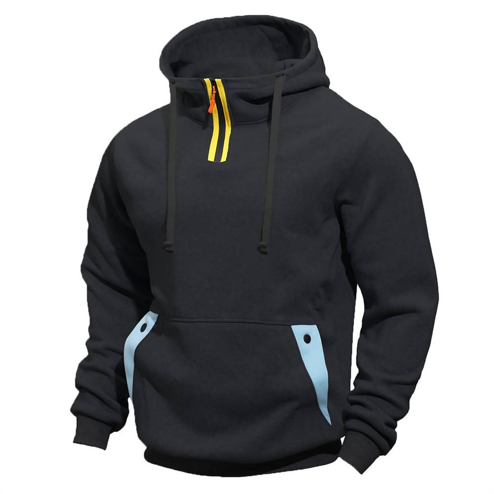 Spring Autumn 2025 Fashion Hoodies Outerwear Men's 100% Polyester Splicing Long Sleeve Casual Loose Hooded Sweatshirts M-3XL_viptrois.com
