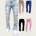 Trendy Patchwork Jeans For Women & Men – Stretch Denim Straight-Leg Pants With Custom Embroidery (S-XXL)_viptrois.com