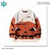 Halloween Pumpkin Sweater – Playful Jack-O'-Lantern Jacquard Pullover For Teens & Young Adults (S-XL, Cream)"_viptrois.com
