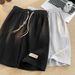 Men's Summer Waffle Shorts Loose Fit Mid Waist Large Size Fashion Sports Casual Pants In Black Gray White_viptrois.com