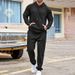 Men's Clothing Autumn and Winter Casual Men's Sweater Suit Solid Color Loose Hooded Sports Suit_viptrois.com