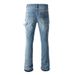 Men's Clothing men's patchwork contrast color distressed slightly flared washed jeans flared jeans_viptrois.com