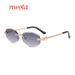 New Frameless Metal Frame Single Beam Irregular Angular Oval Sunglasses Sun Protection Sunglasses T1174_viptrois.com
