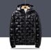 Men's Solid Hooded Down Coat Glossy Fabric Winter Coat Zip-up Puffer Jacket Long Sleeve Elastic Cuff Warmer Coat Men Clothes_viptrois.com