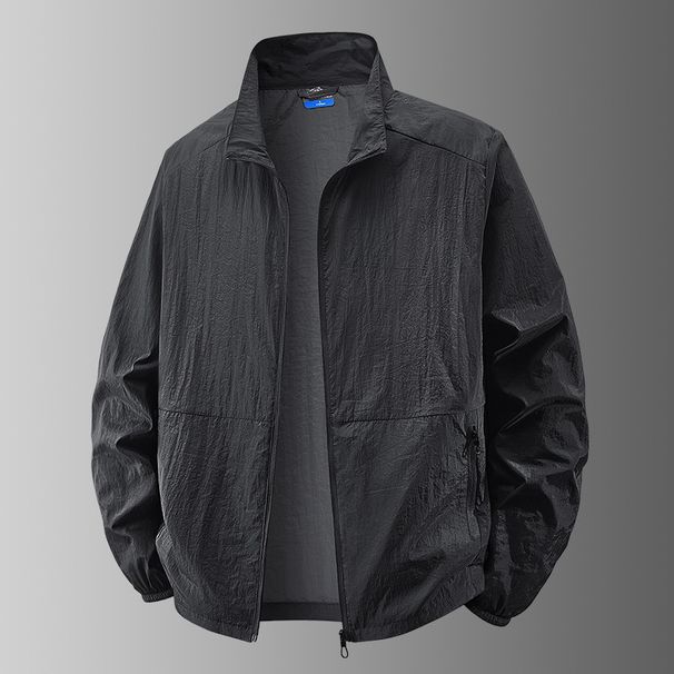 Men's Clothing Stand Up Collar Sun Protection Jacket Men's Large Size Sports Commuting Leisure Loose Men's Thin Coat_viptrois.com