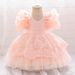 Children's New Infant And Toddler Princess Dress Full Moon And One Year Old Banquet Dress Embroidered Mesh Fungus Pleated Children's Dress_viptrois.com