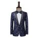 Men's Clothing Men's Dress Sequin Color Changing Flash Bar Dj Nightclub Stage Performance Suit Host Singer Navy Blue Jacket_viptrois.com