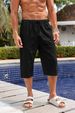 Summer Thin Cotton And Linen Capri Pants, Large-sized Loose Wide-leg Men's Hip-hop Sportswear And Casual Shorts_viptrois.com