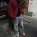 Men's Clothing Street Baggy Version Neutral Wide Leg Mopping Dirty Ink Splashed Distressed Design Jeans_viptrois.com