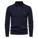 2025 Autumn Pullovers European Size Cross Border Stand Collar Men's Cotton Half Zip Solid Color Knit Sweater High Quality Foreign Trade Sweater_viptrois.com