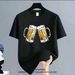 【DORAE】Unisex Oversized T-shirt (100% Cotton) Off-White ("Cheers Beer Mugs" Print & Casual Party Design) – Casual Style For Everyday Casual_viptrois.com