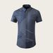 Men's Slim-Fit Short-Sleeve Shirt – Textured Stripe Print, 100% Premium Cotton (Casual & Smart-Casual Versatility)_viptrois.com