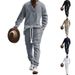 Men's Casual Long Pants & V-Neck Knit Sweater Set - Comfortable Cotton Blend Autumn Outfit For Stylish Men (White, Navy, Khaki, Light Gray, Black)_viptrois.com